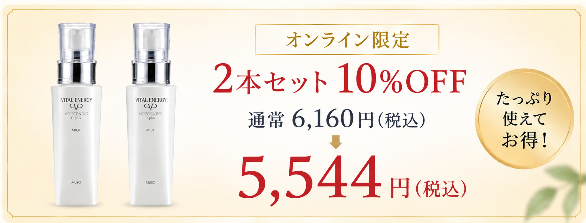 オンライン限定 2本セット10％OFF 通常6,160円税込から5,544円税込
